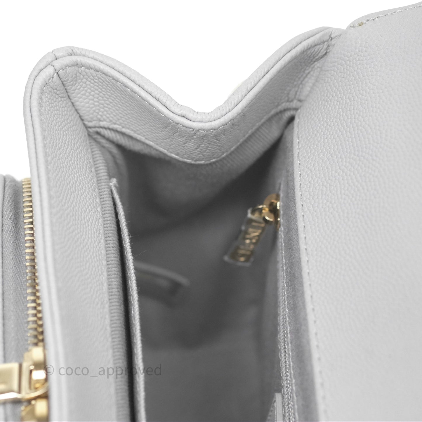 Chanel Quilted Medium Business Affinity Flap Grey Caviar Gold Hardware