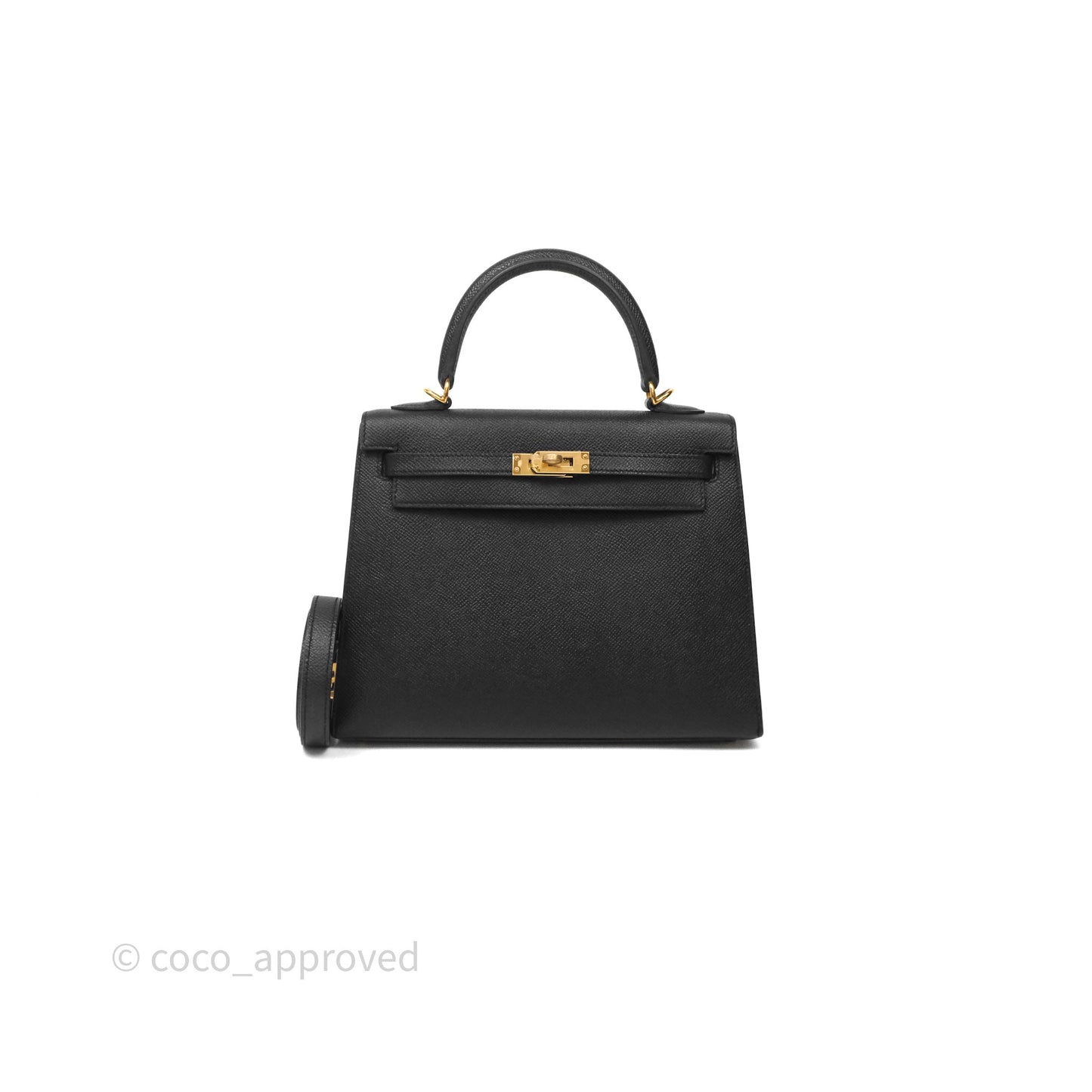 Hermès Kelly 25 Black Noir 89 Epsom Gold Hardware