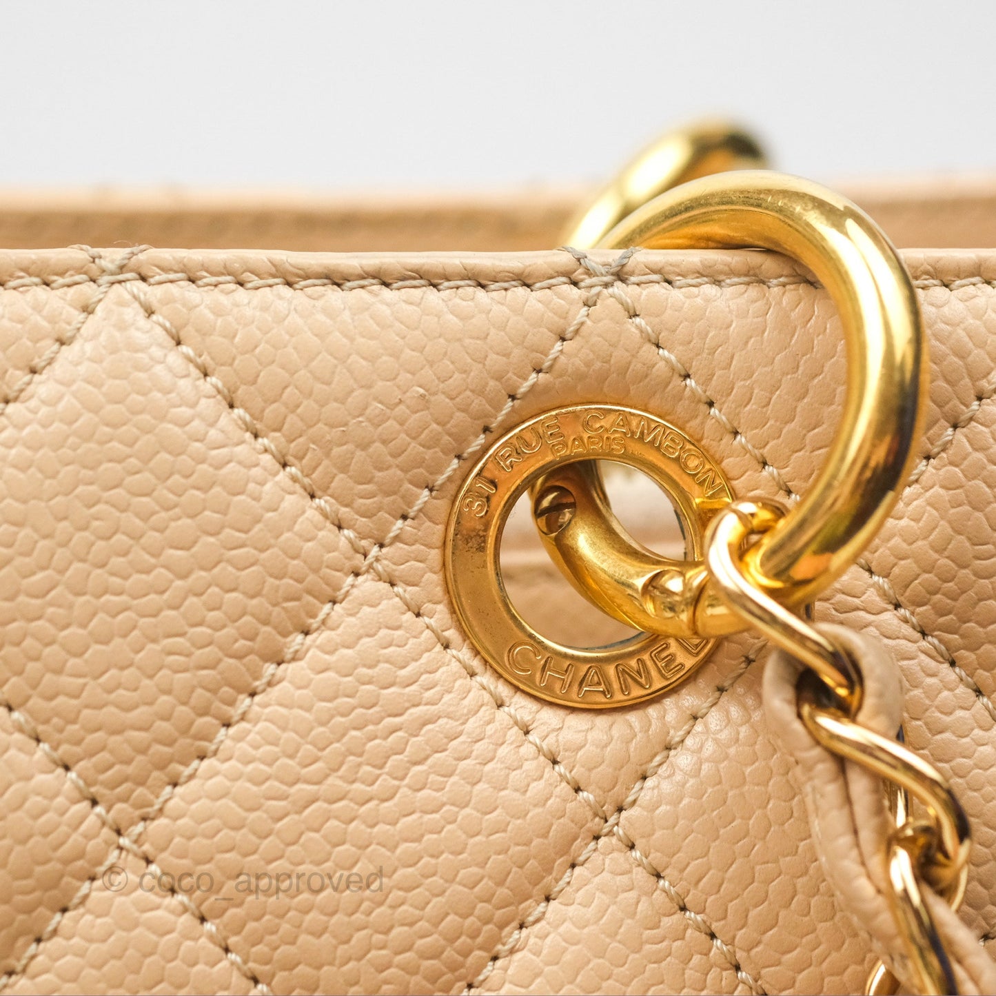 Chanel GST Beige Caviar Gold Hardware