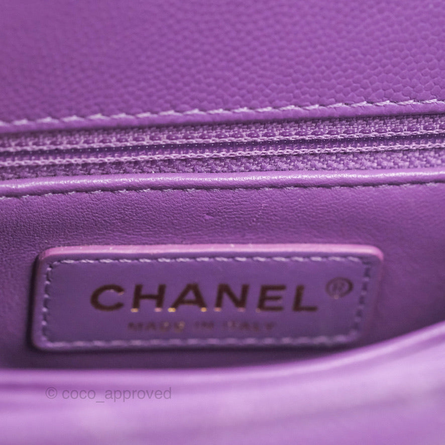 Chanel Mini Coco Handle Quilted Purple Caviar Gold Hardware