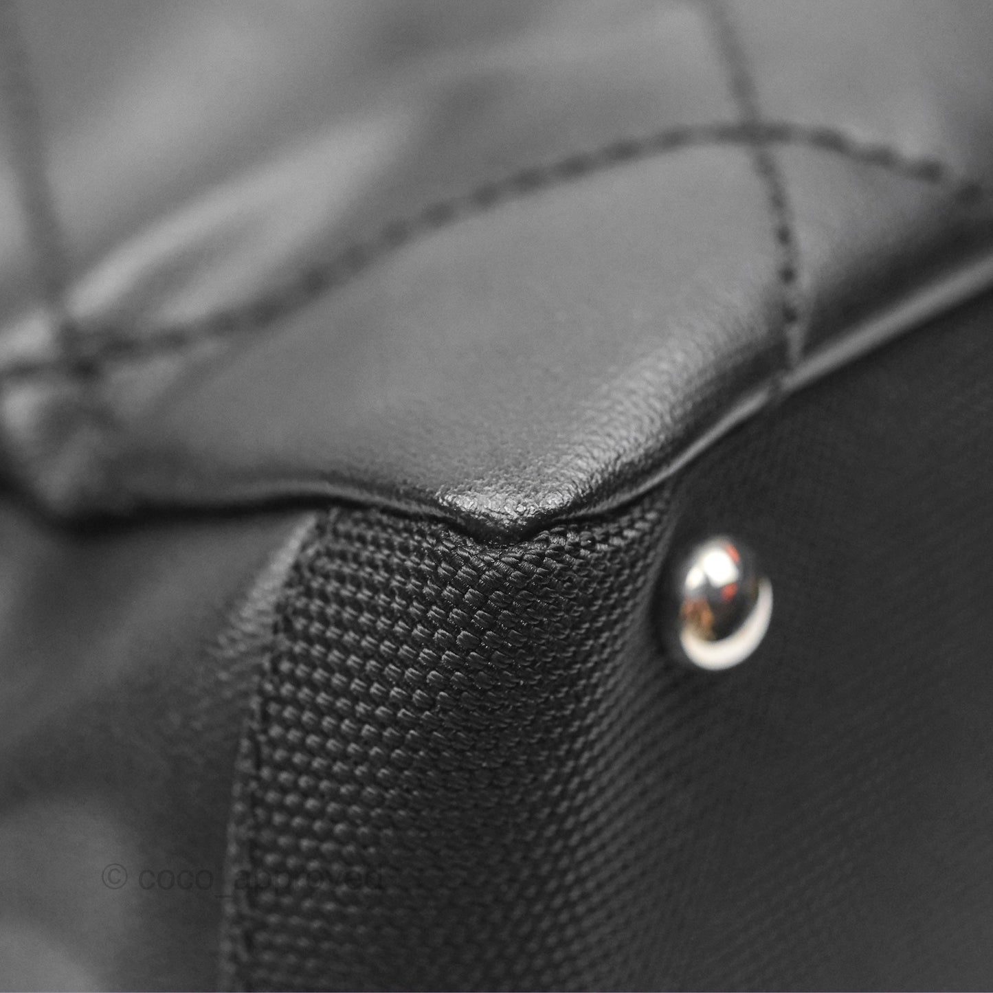 Chanel Quilted Paris Biarritz Tote PM Black Coated Canvas