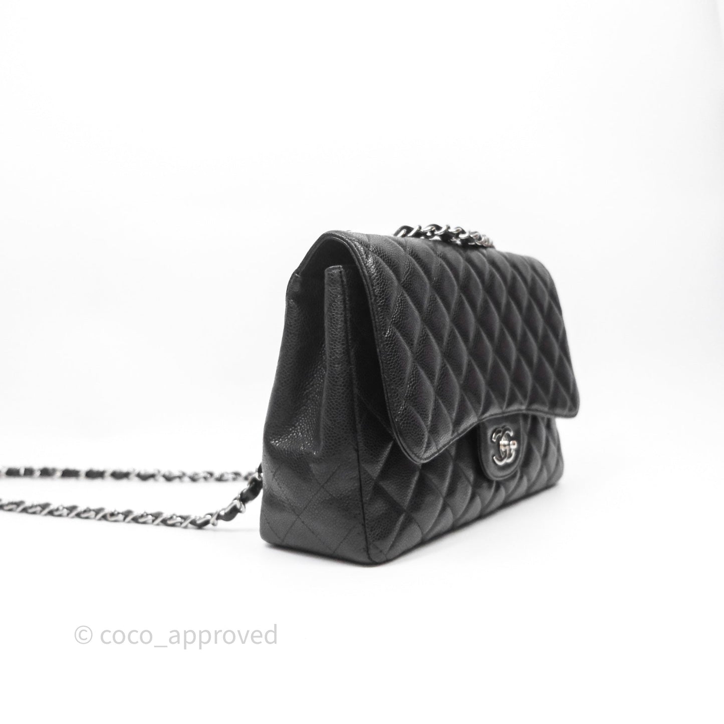 Chanel Jumbo Single Flap Black Caviar Silver Hardware