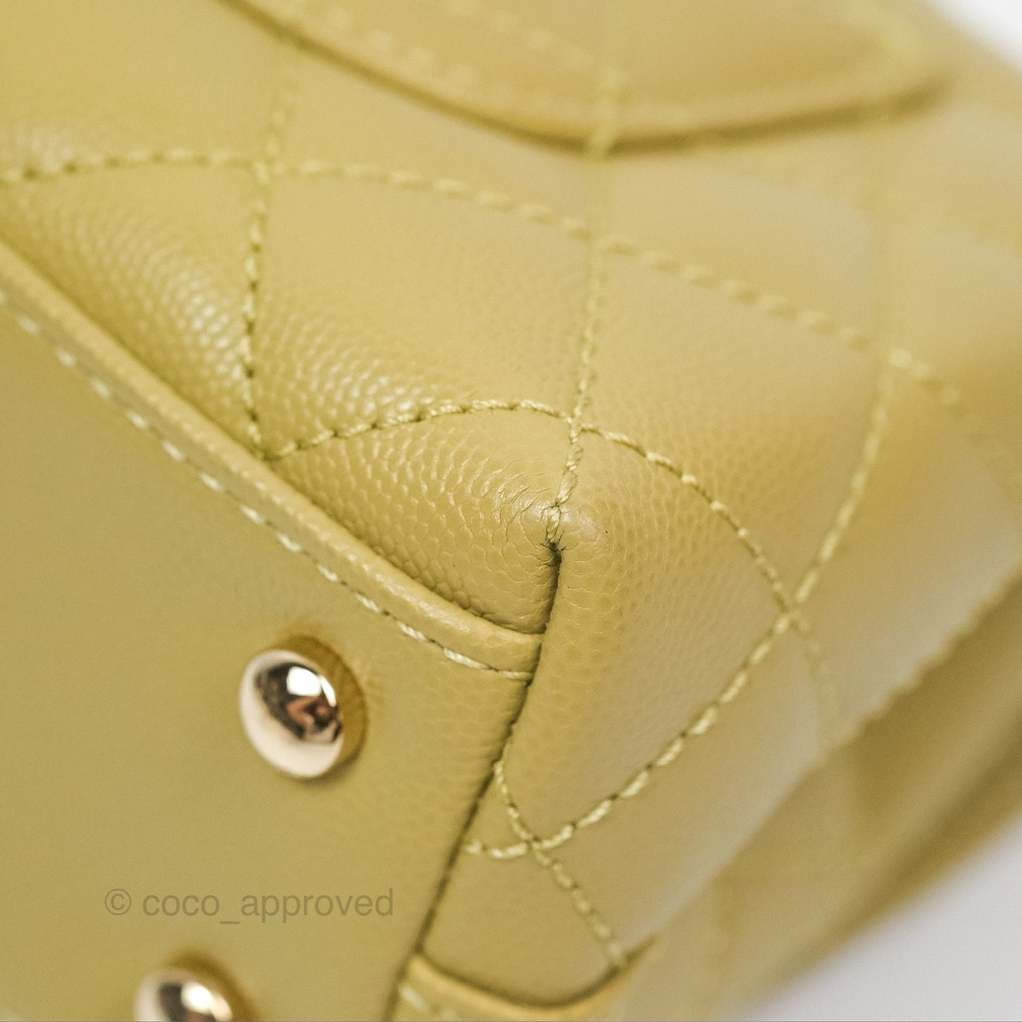 Chanel Quilted Mini Coco Handle Caviar Olive Green Gold Hardware