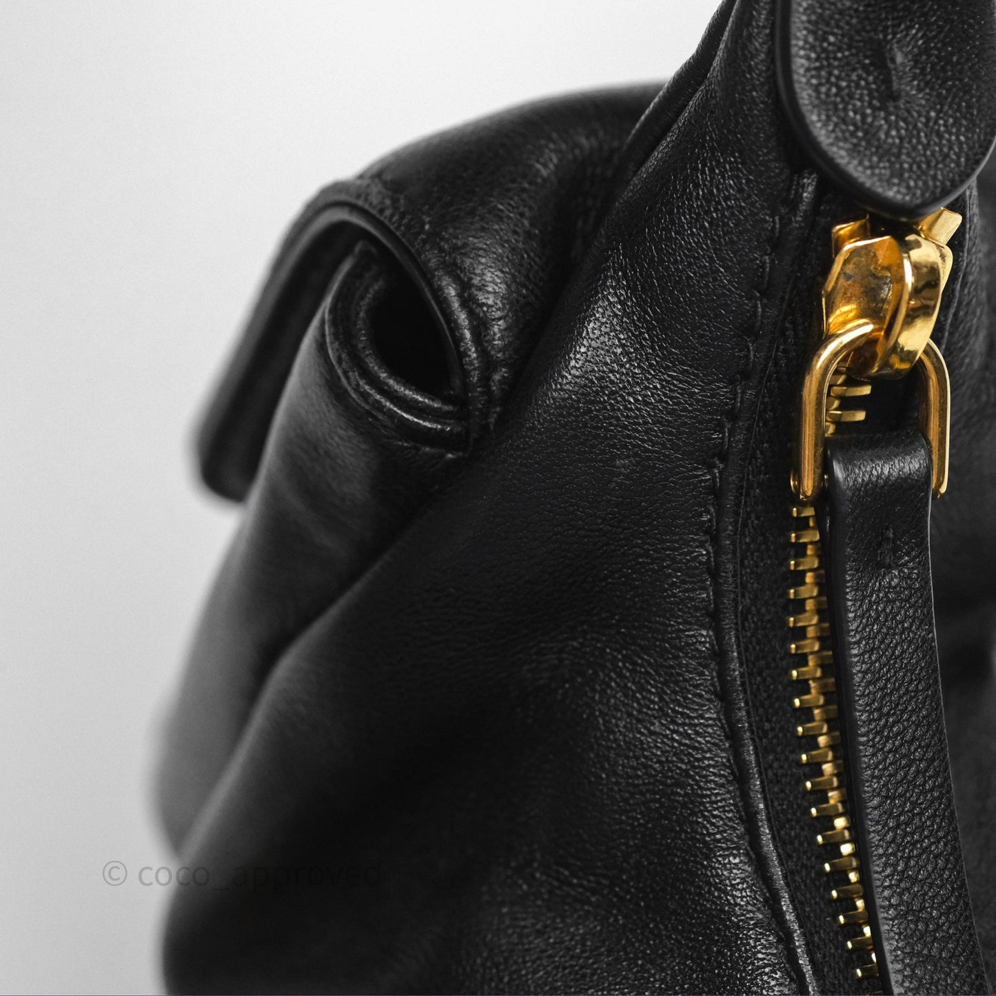 Miu Miu Nappa Leather Pocket Bag Black Lambskin Gold Hardware