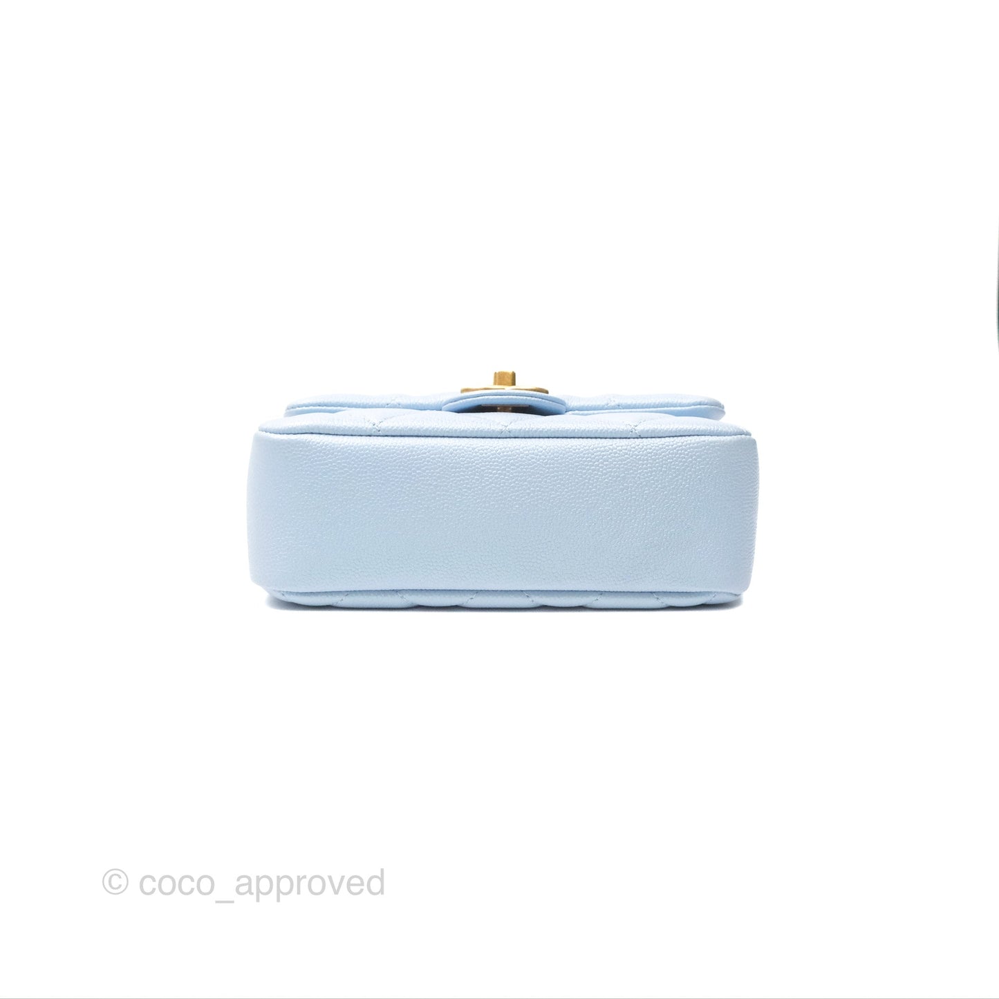 Chanel Quilted My Perfect Mini Iridescent Blue Caviar Aged Gold Hardware