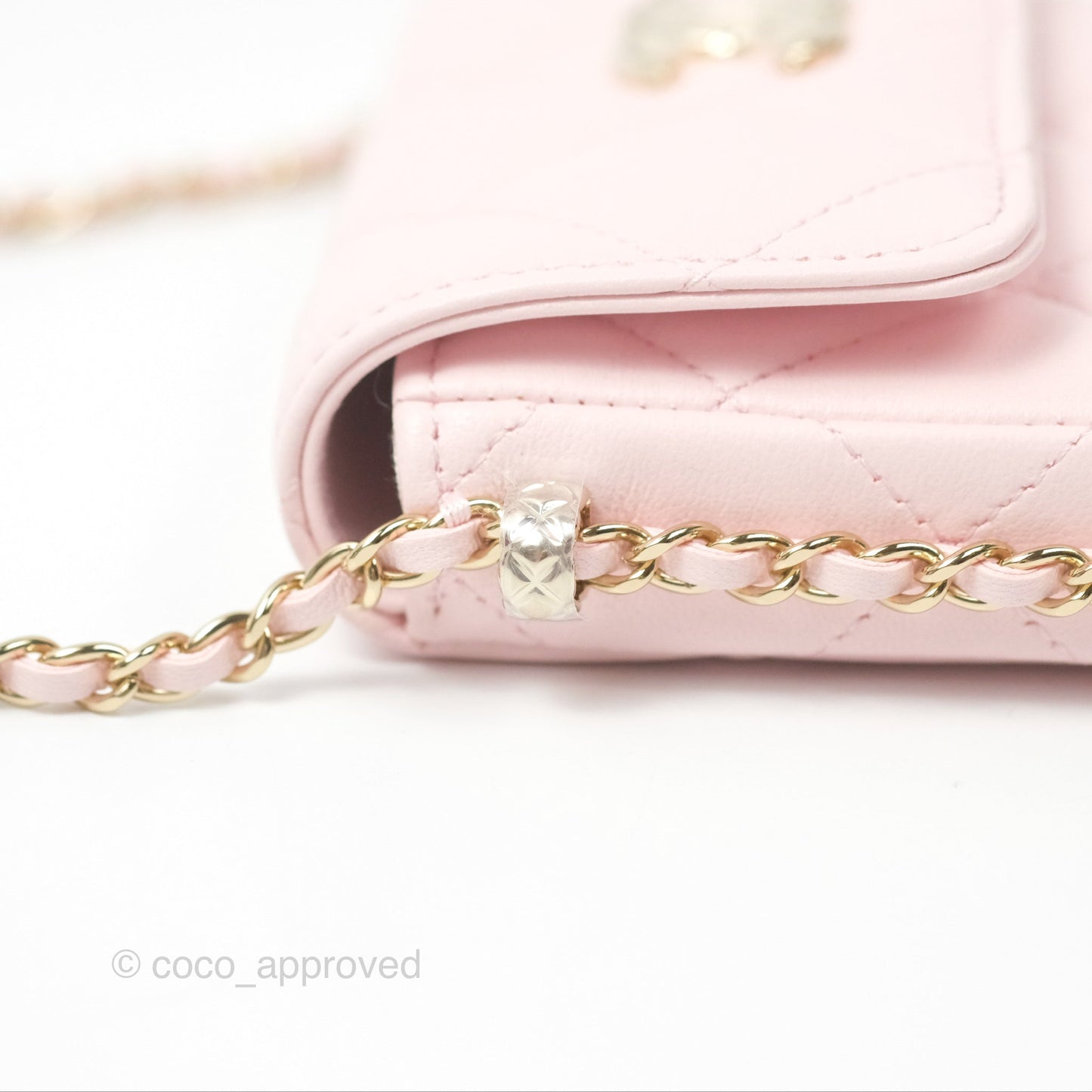 Chanel Mini Chain Around Clutch With Chain Pink Lambskin Gold Hardware