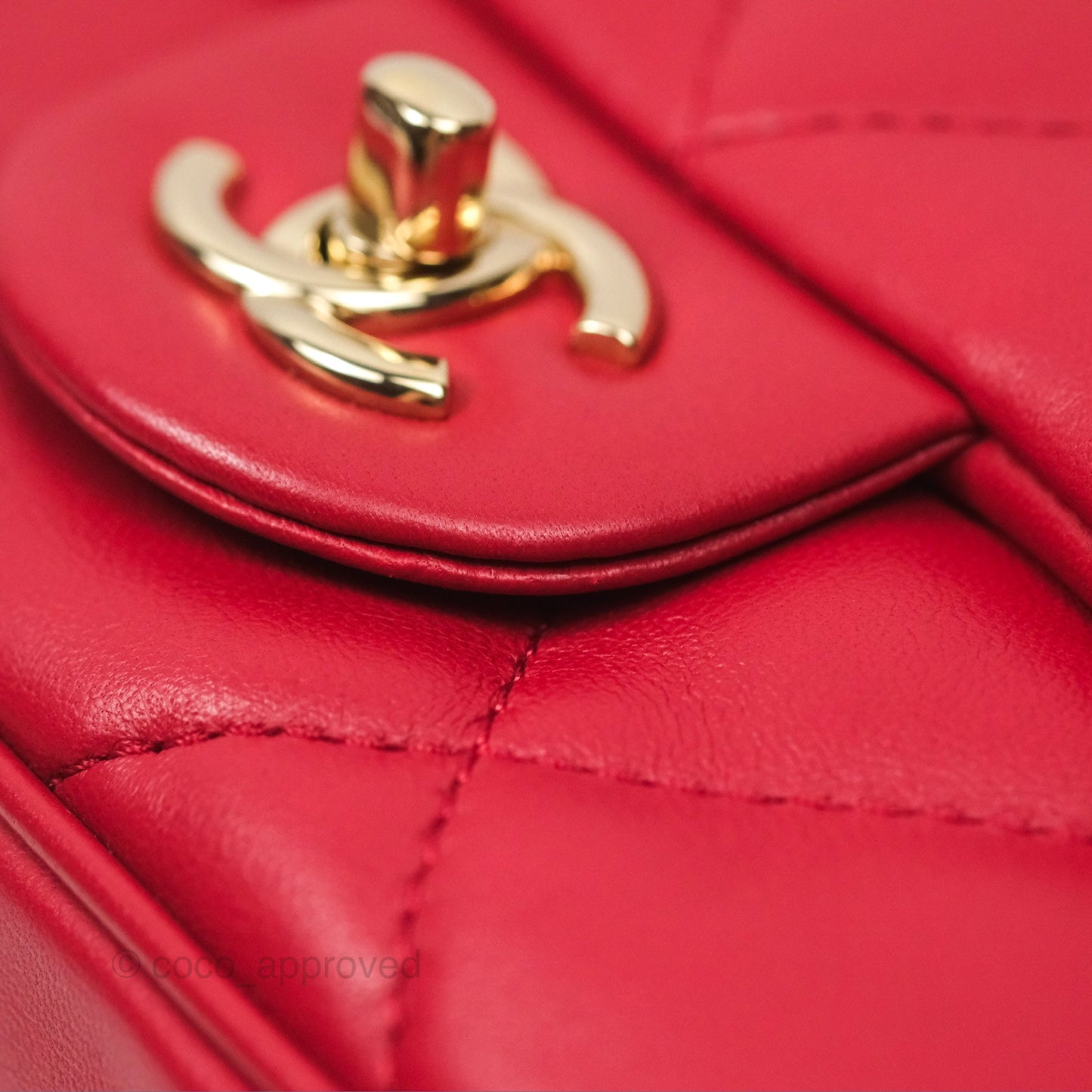 Chanel Easy Carry Flap Bag With Handle Red Lambskin Gold Hardware