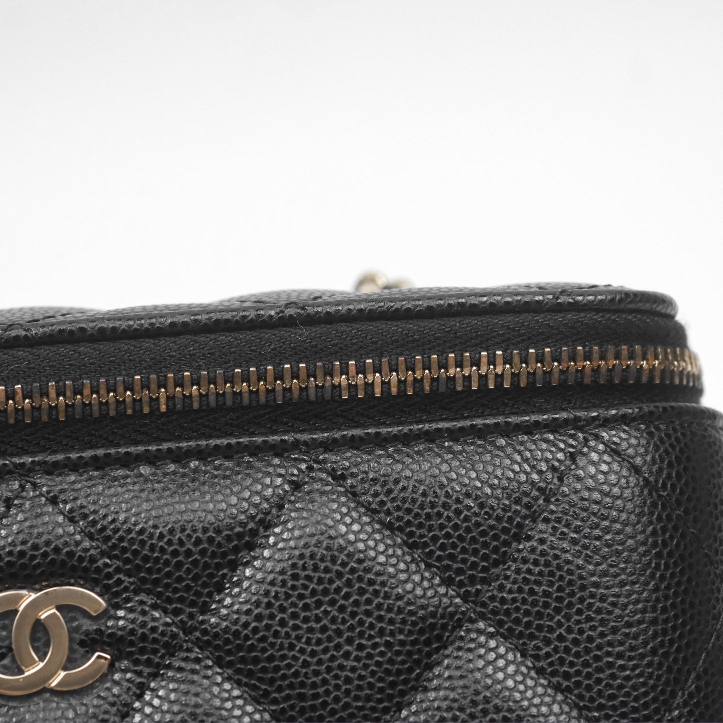 Chanel Vanity Rectangular With Chain Black Caviar Gold Hardware