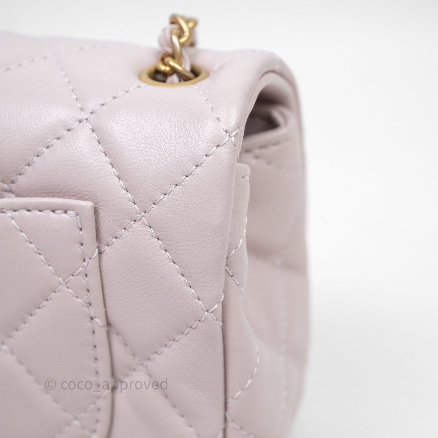Chanel Mini Rectangular Pearl Crush Lilac Lambskin Aged Gold Hardware