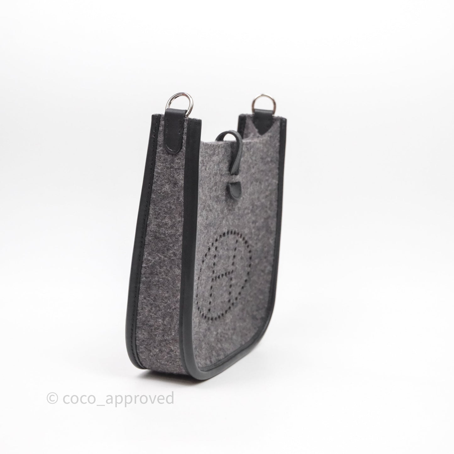 Hermès Mini Evelyne 16 Graphite 88 / Noir 89 Wool Swift Palladium Hardware