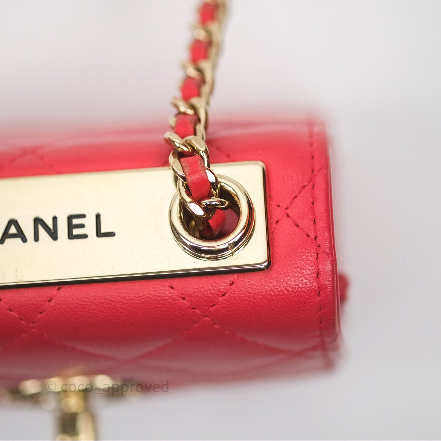 Chanel Mini Quilted Trendy CC Clutch With Chain Red Lambskin Gold Hardware