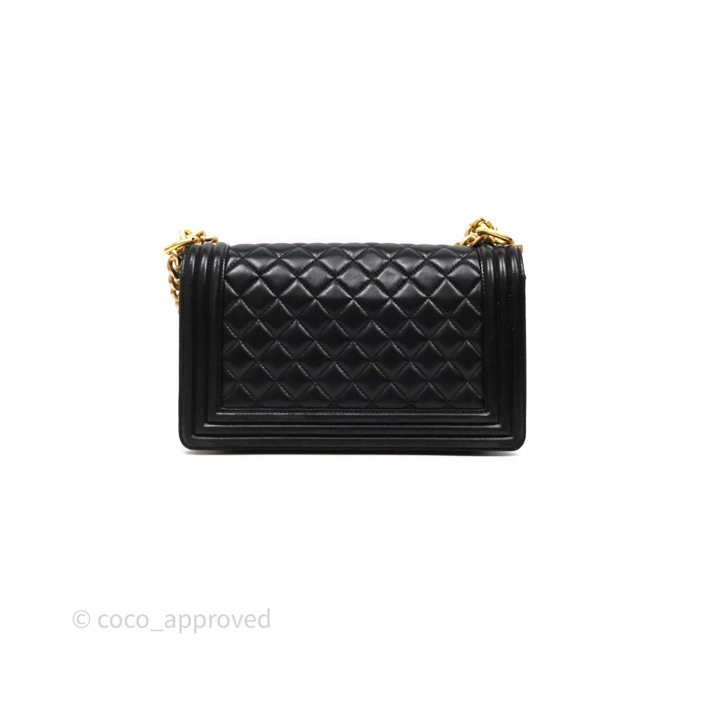 Chanel Medium Boy Quilted Black Lambskin Aged Gold Hardware
