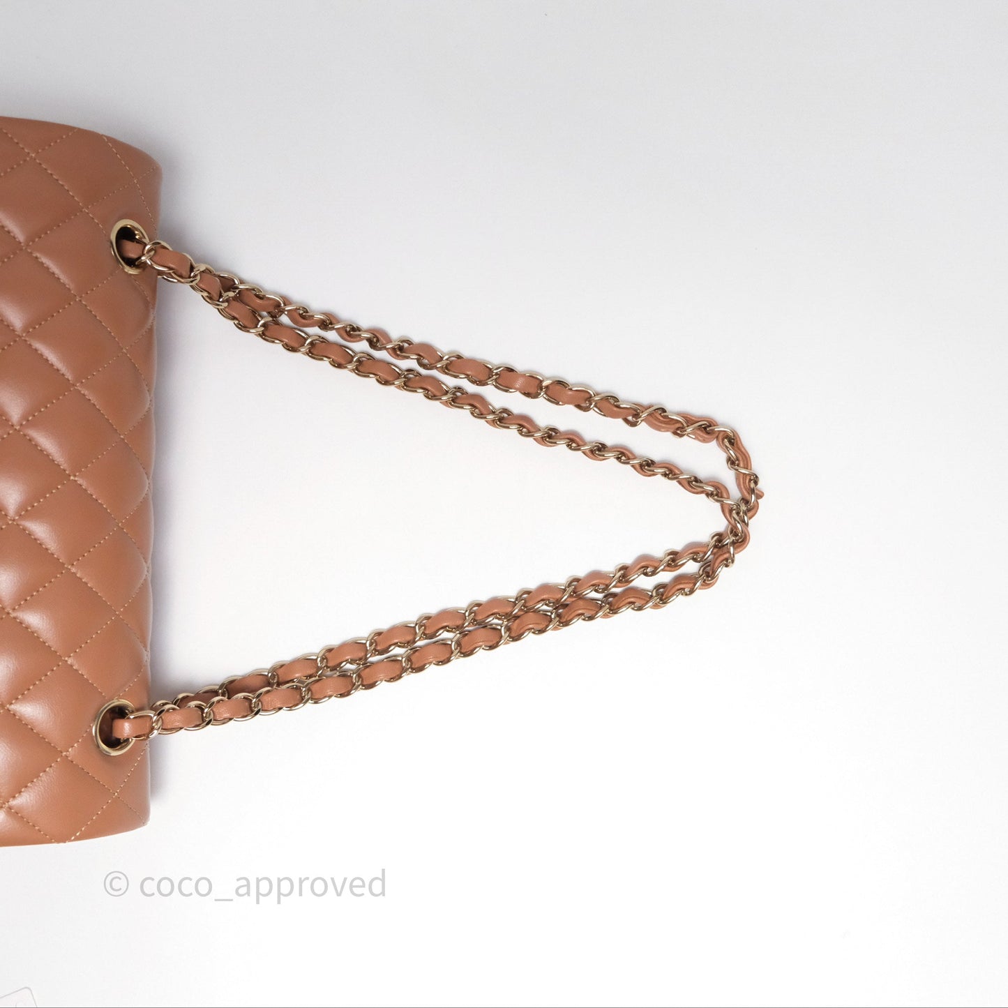 Chanel Classic M/L Medium Flap Quilted Dark Beige Caramel Lambskin Gold Hardware