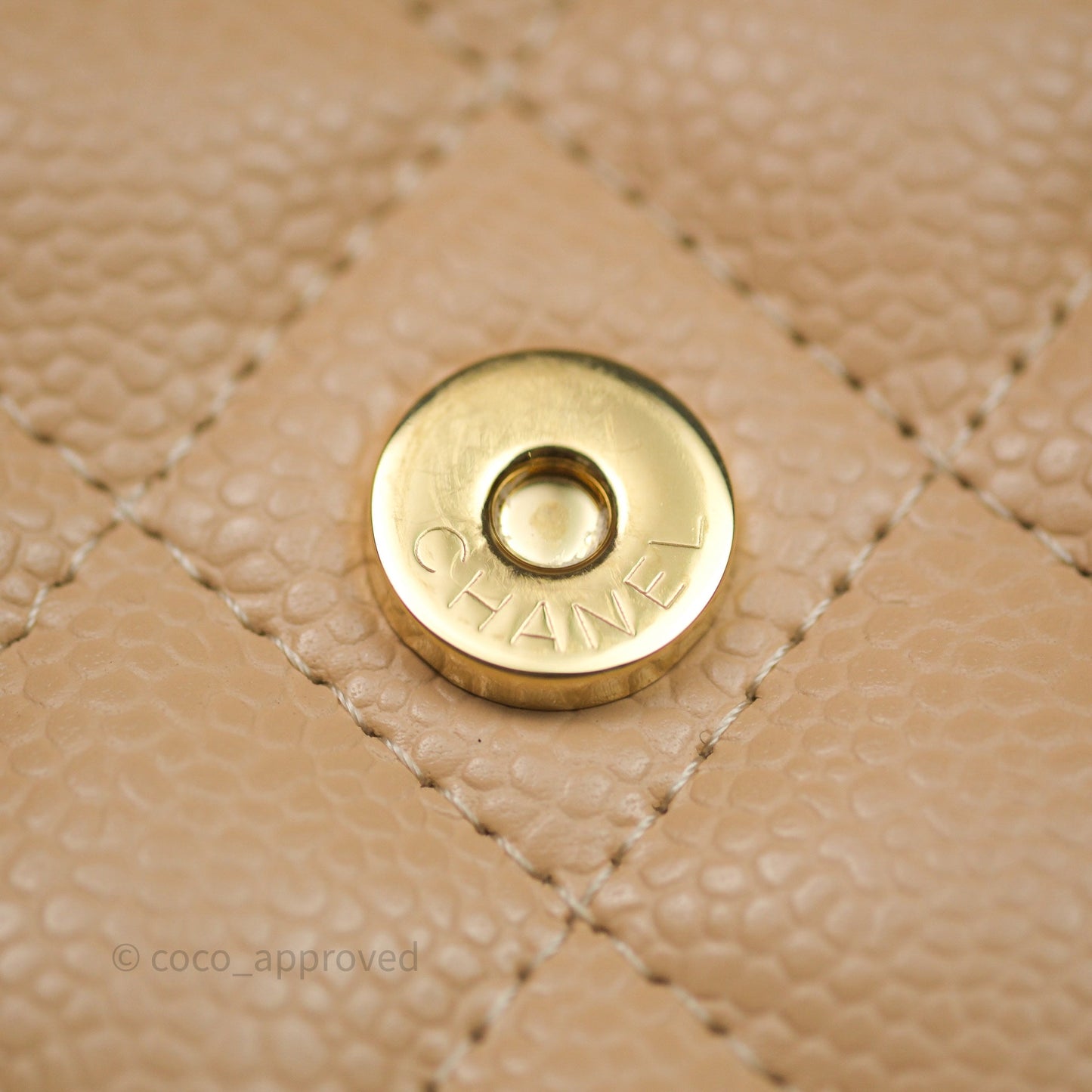 Chanel Quilted Classic Wallet on Chain WOC Beige Caviar Gold Hardware
