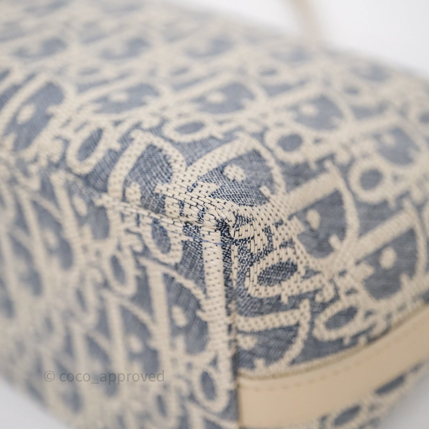 Christian Dior Diorstar Hobo Bag with Chain Blue Dior Oblique Chambray with Raffia Effect