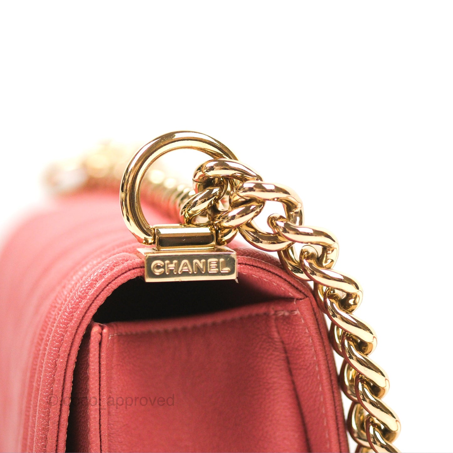 Chanel Small Chevron Boy Pink Caviar Gold Hardware
