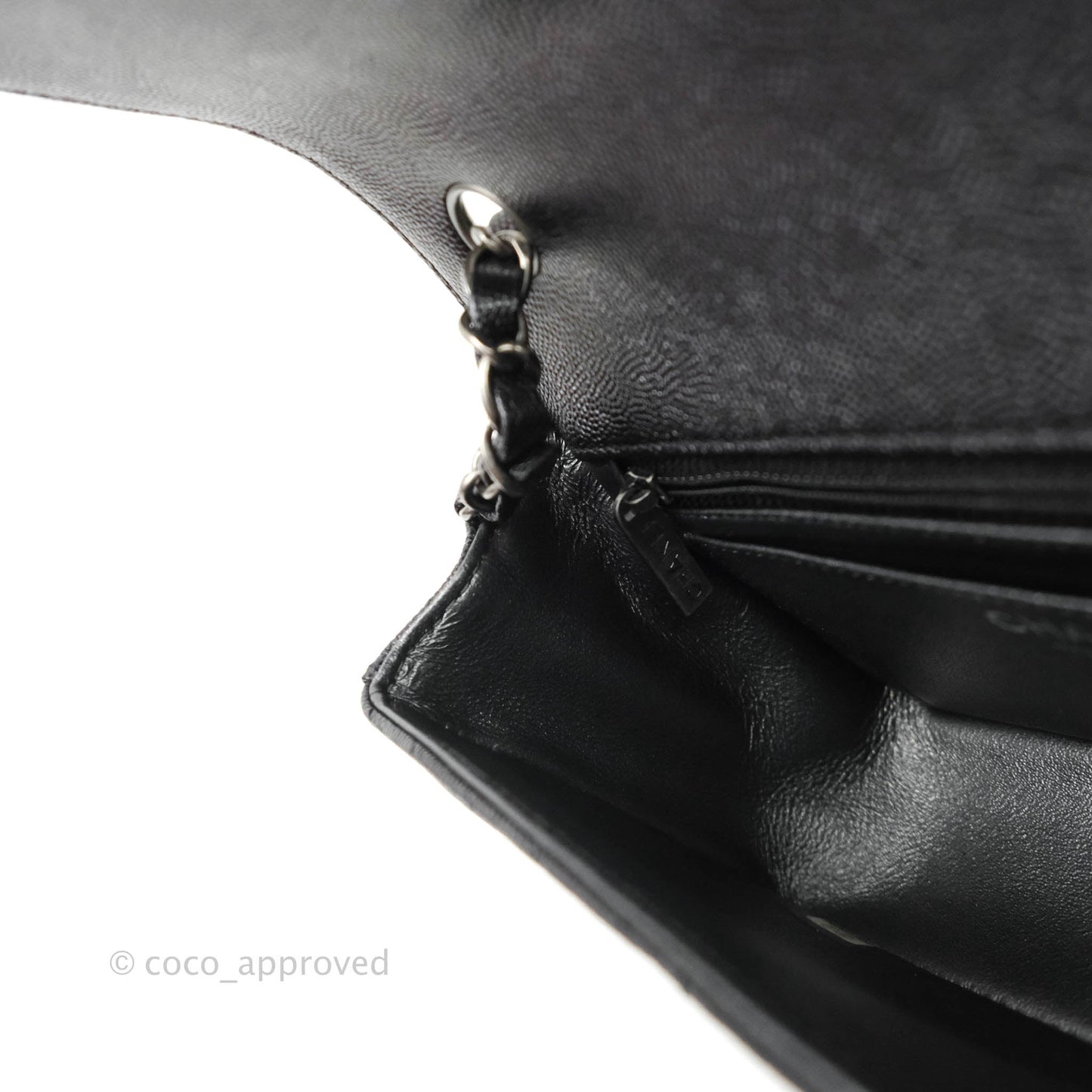 Chanel Chevron Mini Rectangular Flap Iridescent Black Caviar Ruthenium Hardware