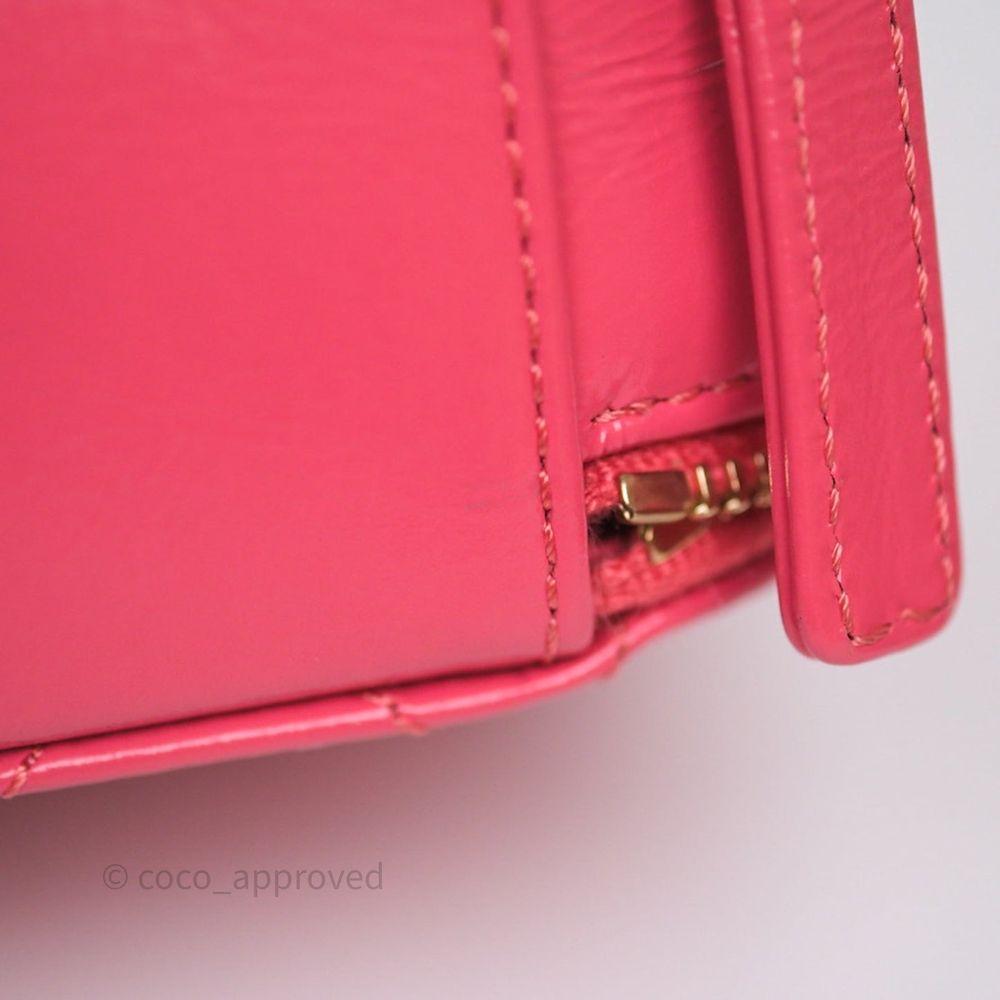 Chanel Small Top Handle Vanity Case Hot Pink Shiny Crumpled Calfskin Aged Gold Hardware