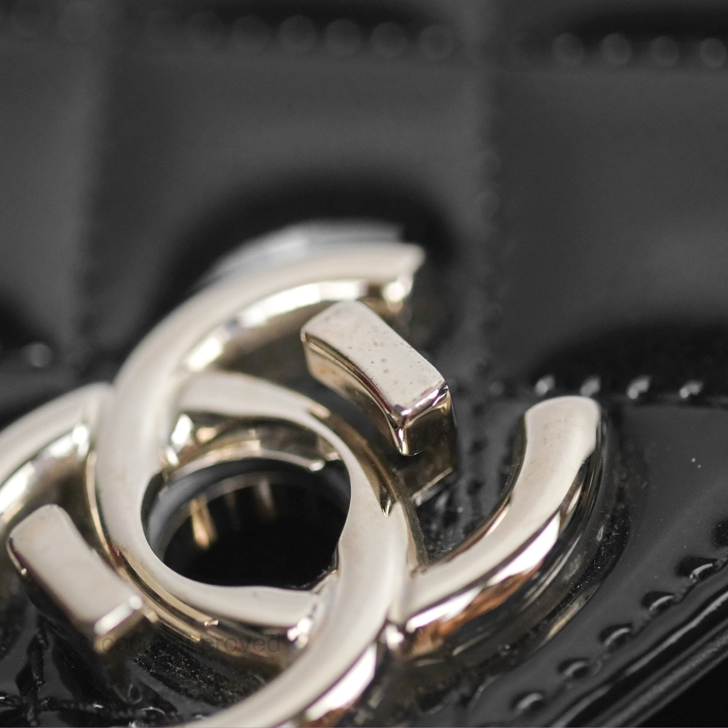 Chanel Small Flap Coco Boy Black Patent Silver Hardware