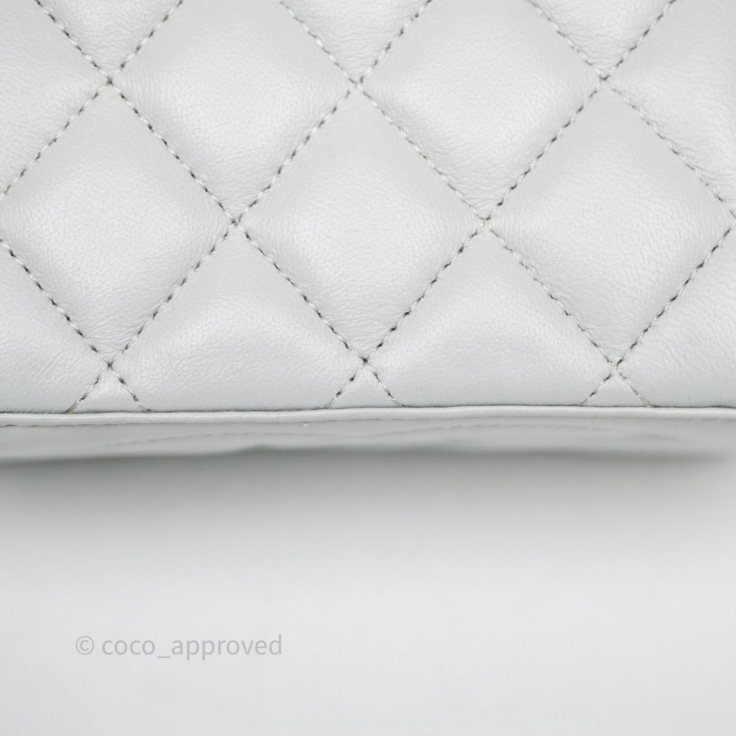 Chanel Quilted Vanity Rectangular with Camellia Adjustable Chain Blue Grey Lambskin Aged Gold Hardware