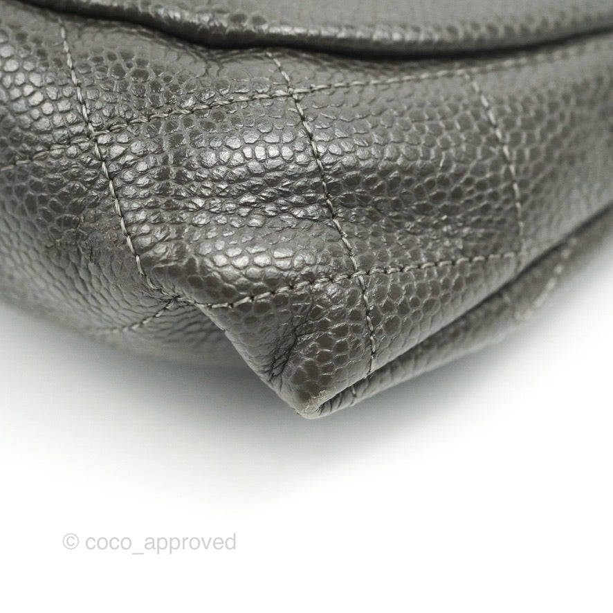 Chanel Half Moon Wallet on Chain WOC Dark Grey Caviar Silver Hardware