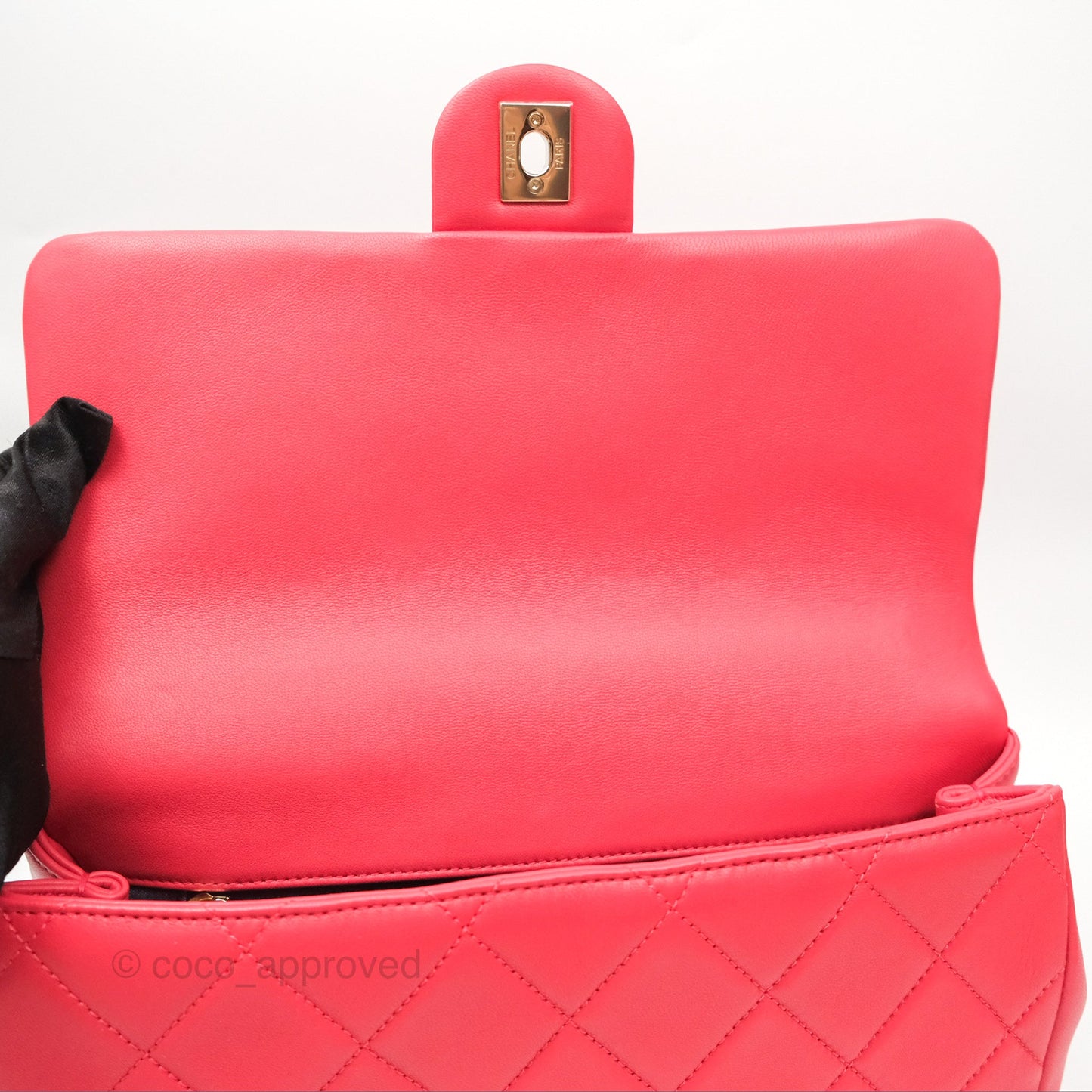 Chanel Quilted Resin Bi-Color Chain Flap Bag Dark Pink Lambskin