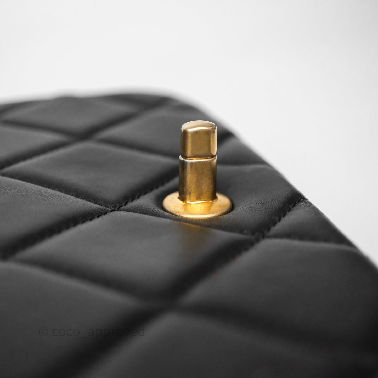 Chanel Quilted Flap Bag with Pearl Chain Black Calfskin Aged Gold Hardware