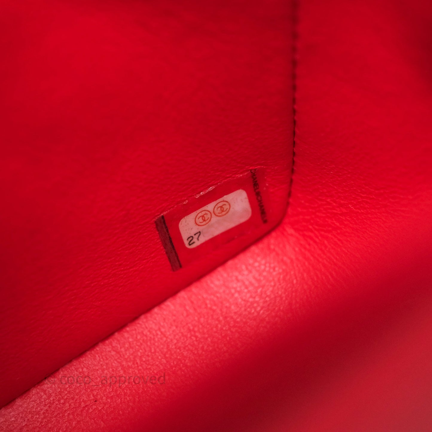 Chanel Mini Square Quilted Red Lambskin Aged Gold Hardware