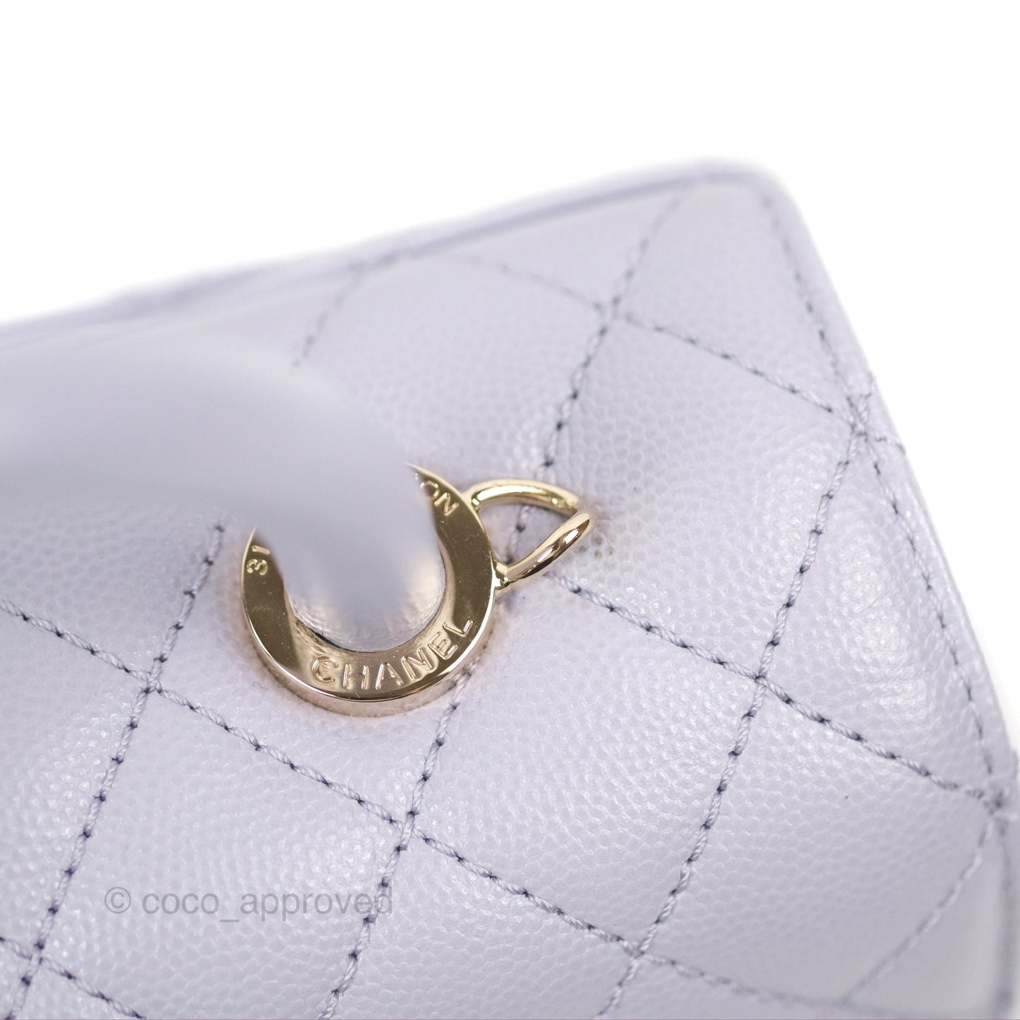 Chanel Small Coco Handle Quilted Lilac Caviar Gold Hardware