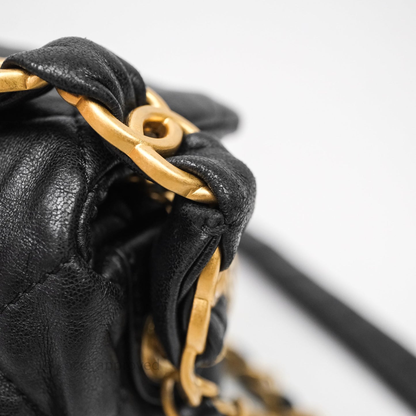 Chanel Small Hobo Bag Crumpled Black Lambskin Aged Gold Hardware