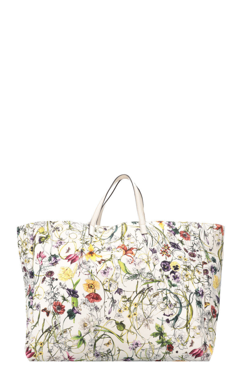 Luxury Gucci Trending 2025 Floral Canvas Tote Bag White