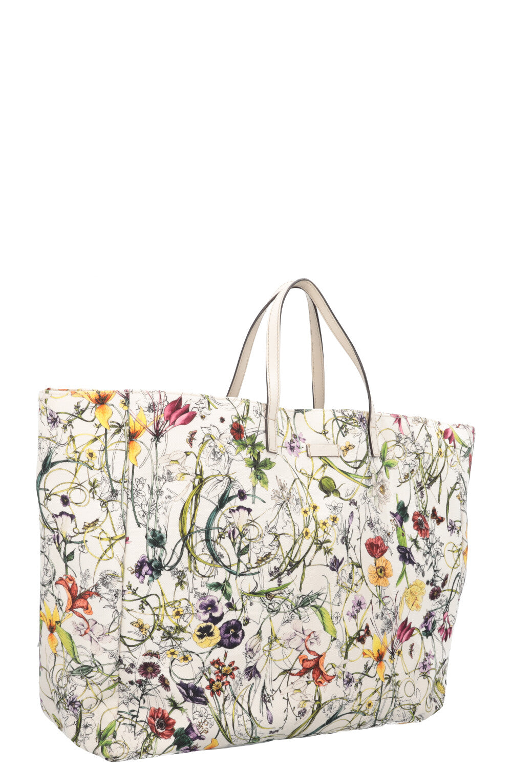 Luxury Gucci Trending 2025 Floral Canvas Tote Bag White