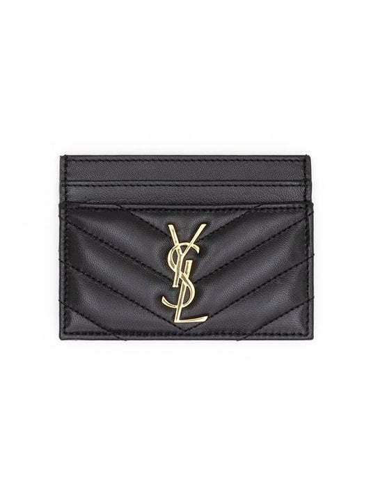Luxury Saint Laurent Cassandre Matelasse Lambskin Card Wallet Black