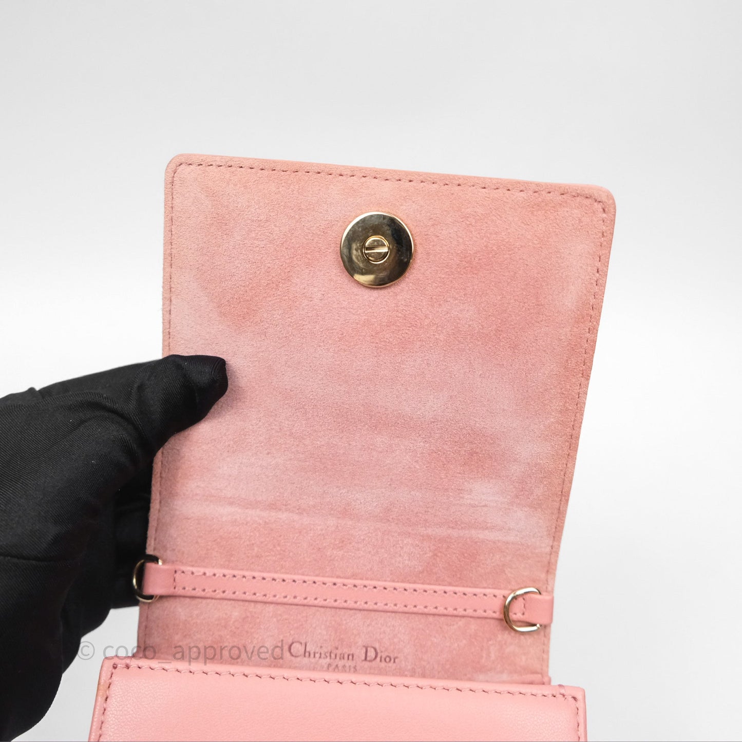Christian Dior Lambskin Studded Vertical Diorama Dust Candy