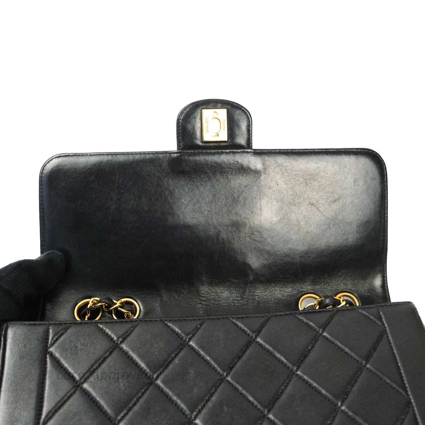 Chanel Vintage Quilted Medium Flap Bag Black Lambskin 24K Gold Hardware