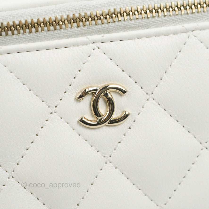 Chanel Ball Crush Vanity with Chain White Lambskin Gold Hardware