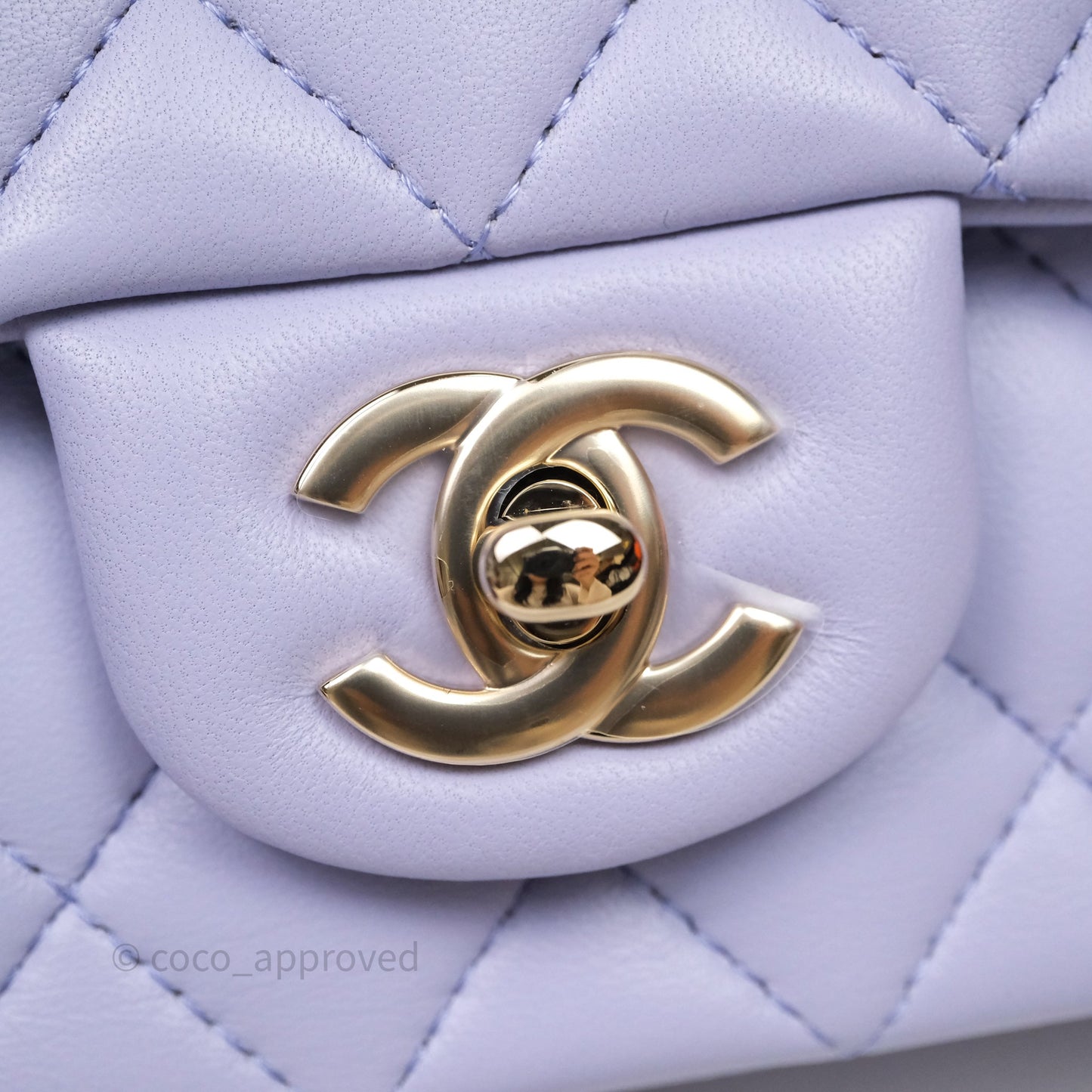 Chanel Top Handle Mini Rectangular Flap Bag Lilac Lambskin Gold Hardware