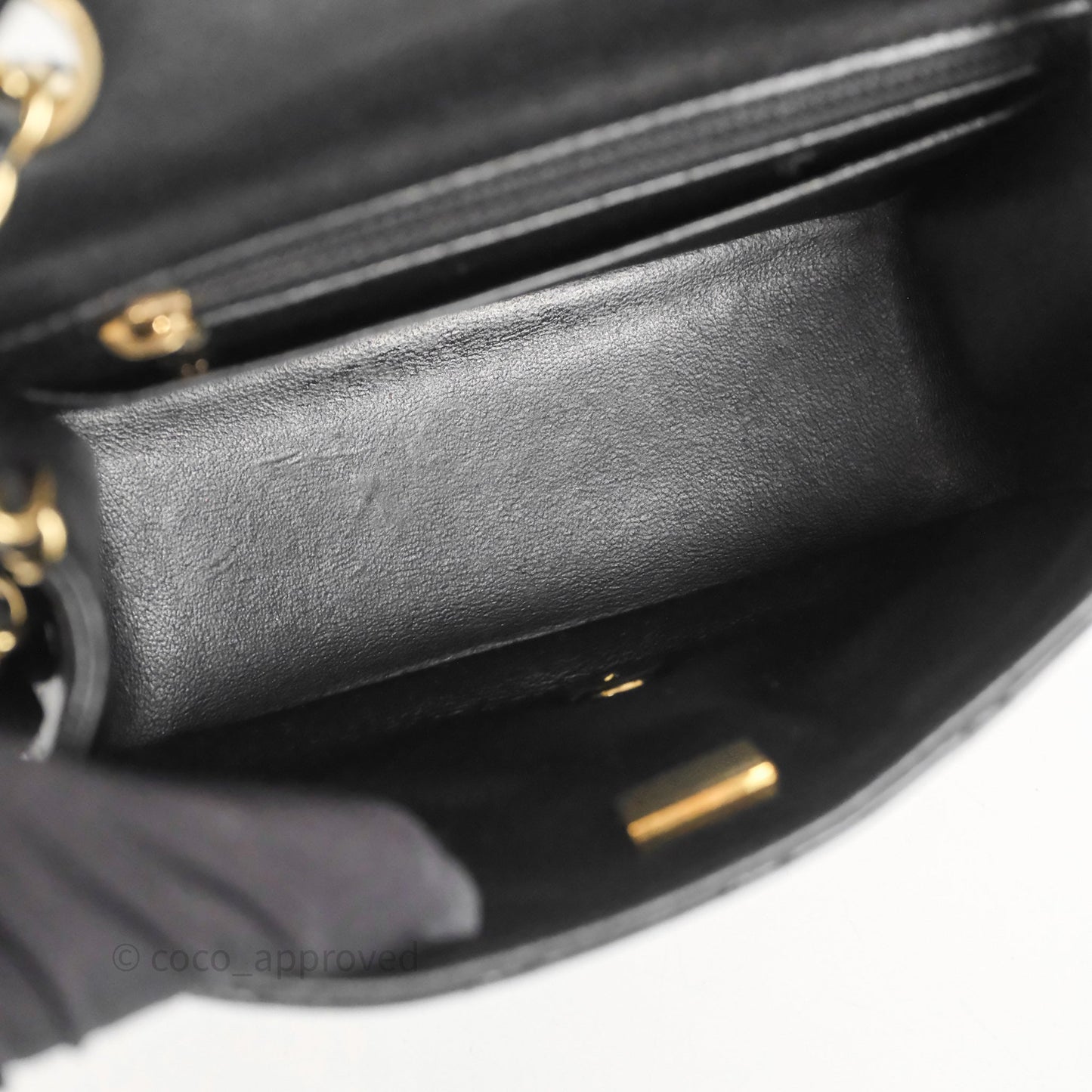 Chanel Mini Square Quilted Black Lambskin Gold Hardware