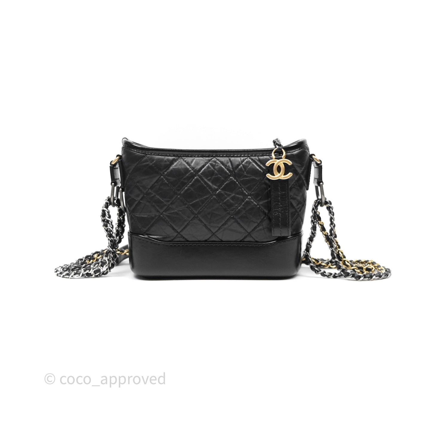 Chanel Small Gabrielle Hobo Quilted Black Aged Calfskin