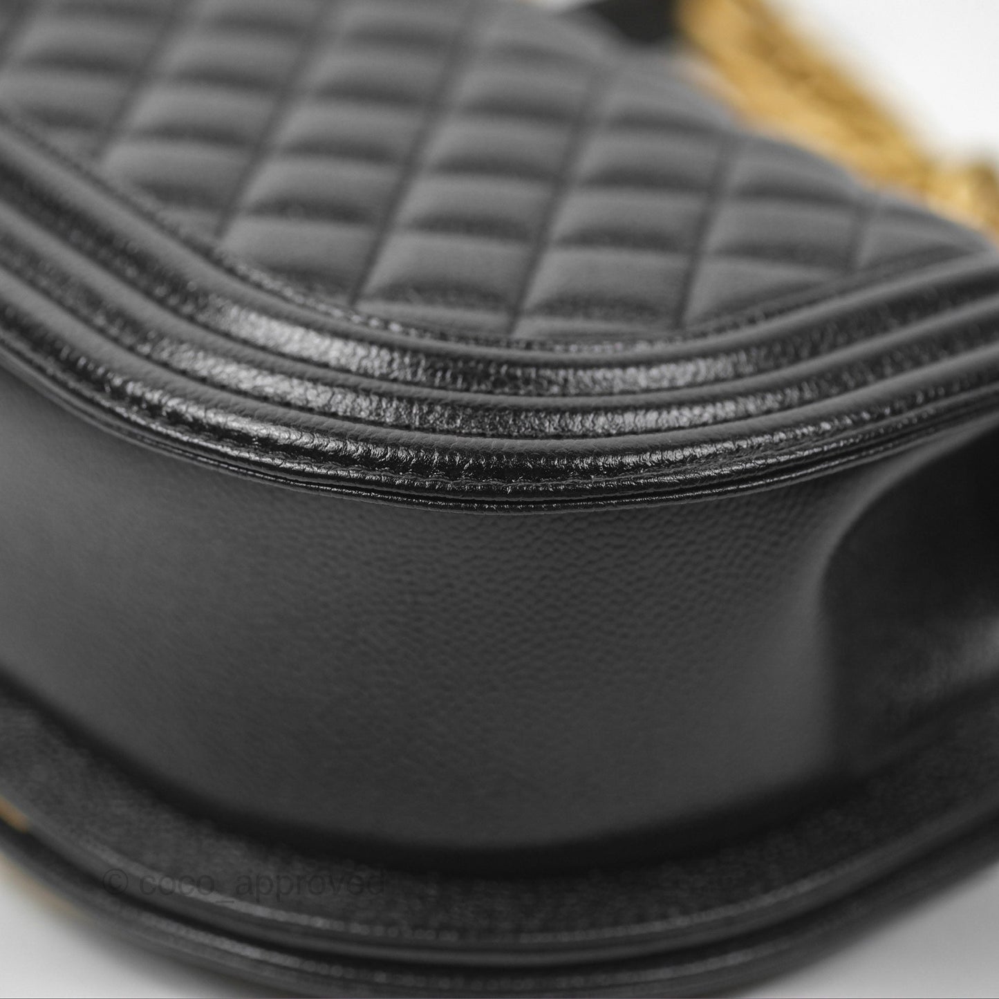 Chanel Boy Messenger Bag Black Caviar Aged Gold Hardware