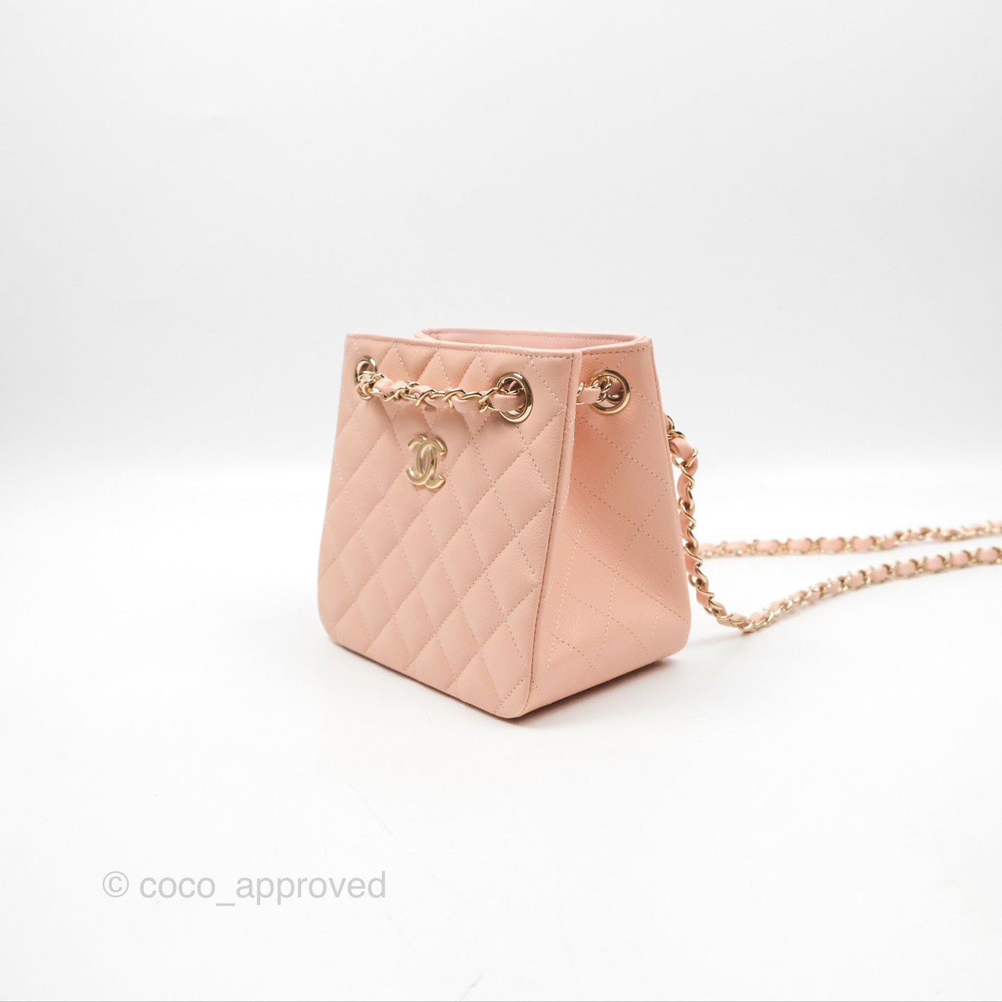 Chanel Mini Bucket Tote Pink Caviar Gold Hardware 22S