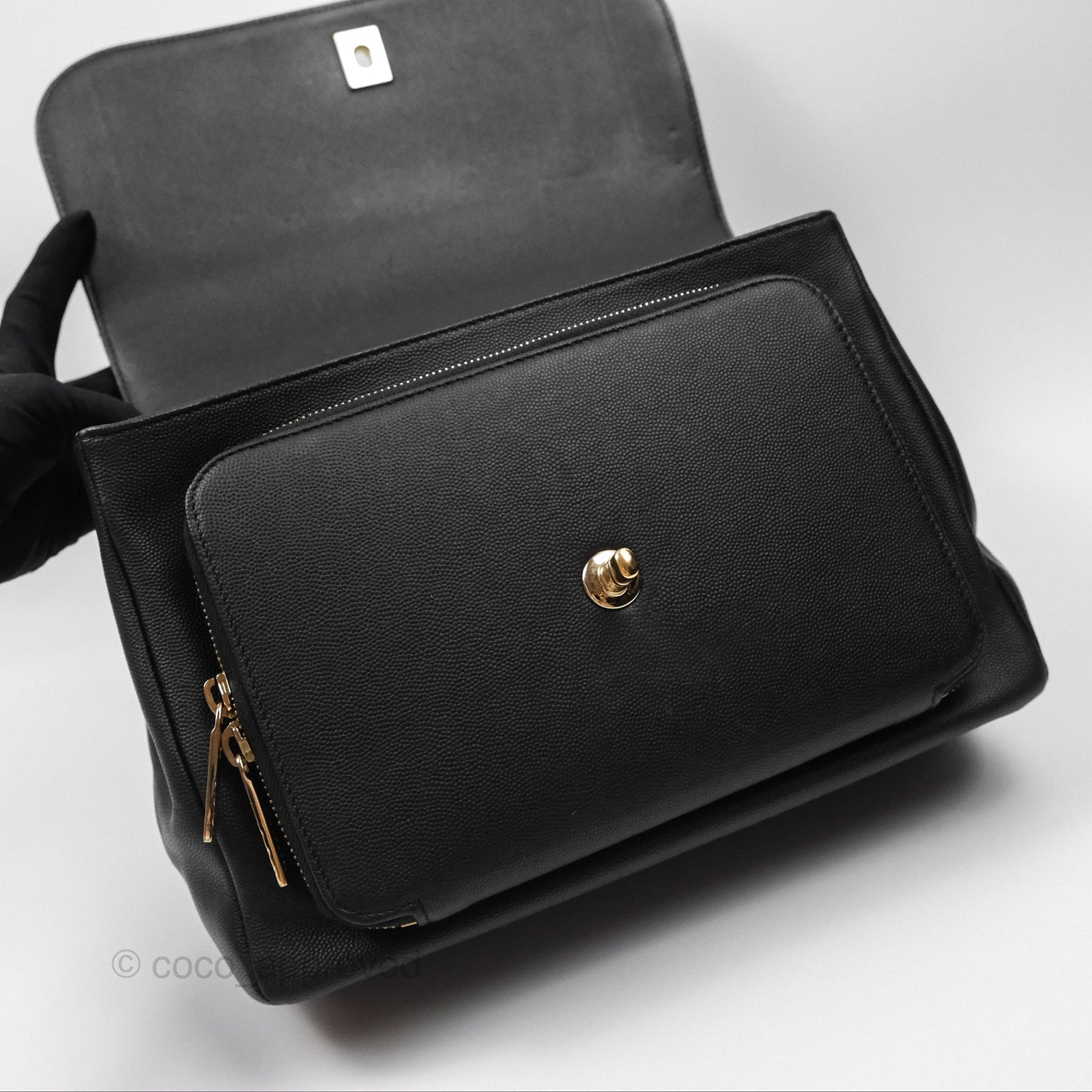 Chanel Quilted Large Business Affinity Flap Black Caviar Gold Hardware