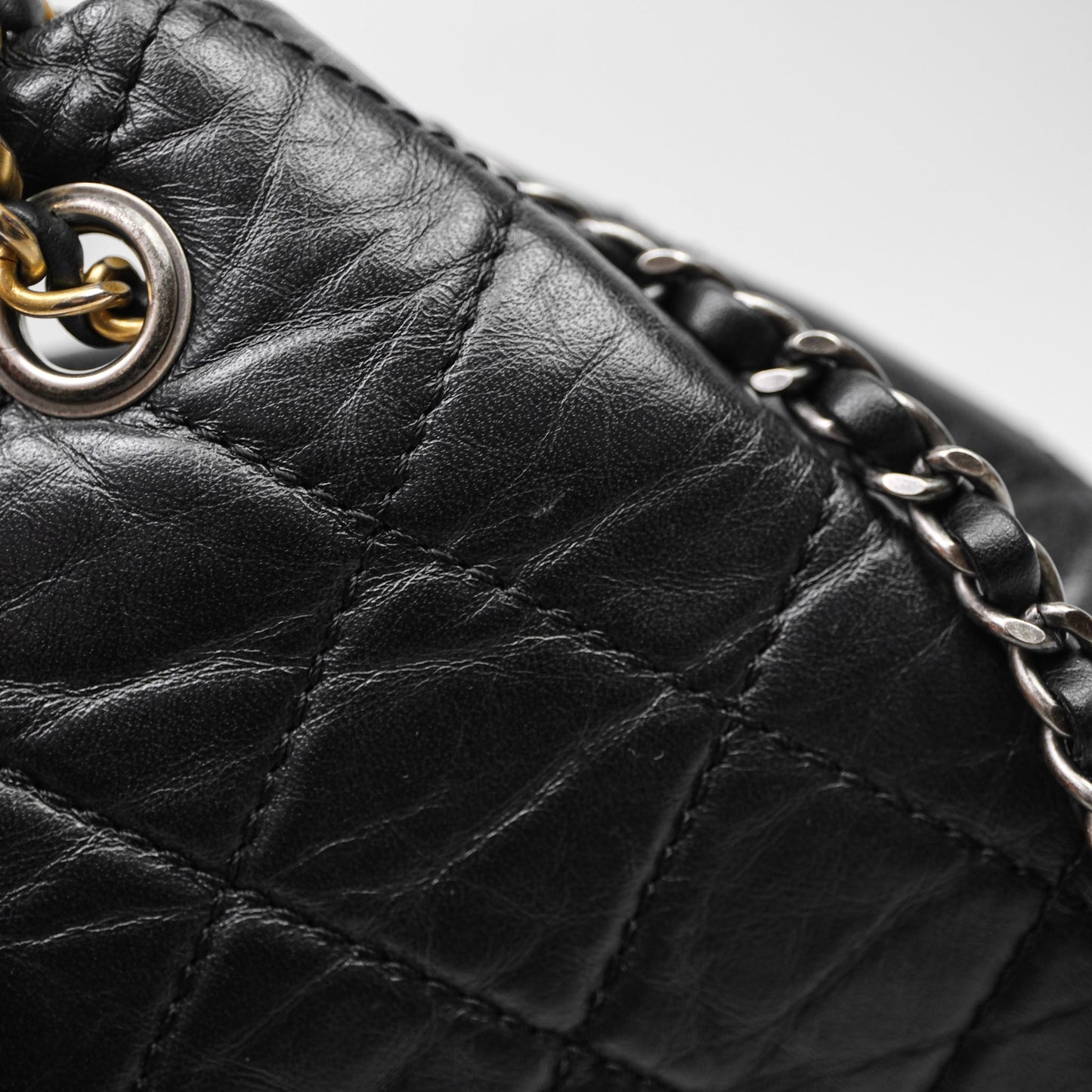 Chanel Small Gabrielle Backpack Quilted Black Aged Calfskin