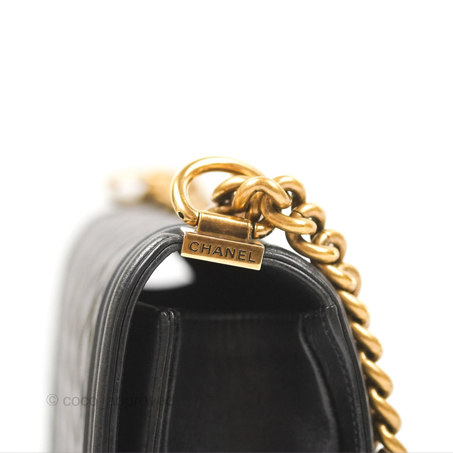 Chanel Quilted Medium Boy Black Lambskin Aged Gold Hardware