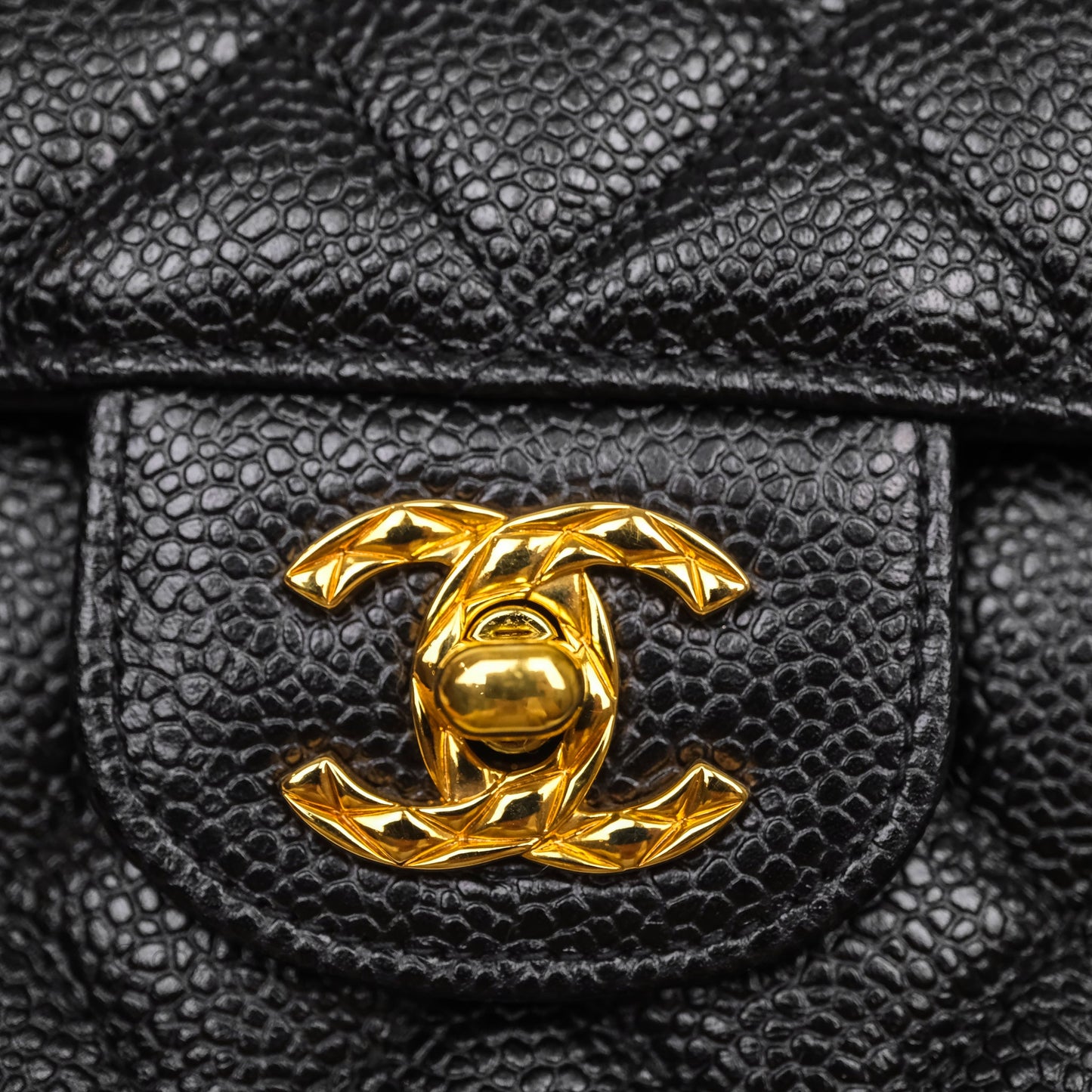 Chanel Vintage Camera Bag Coco Crush Black Caviar Gold Hardware