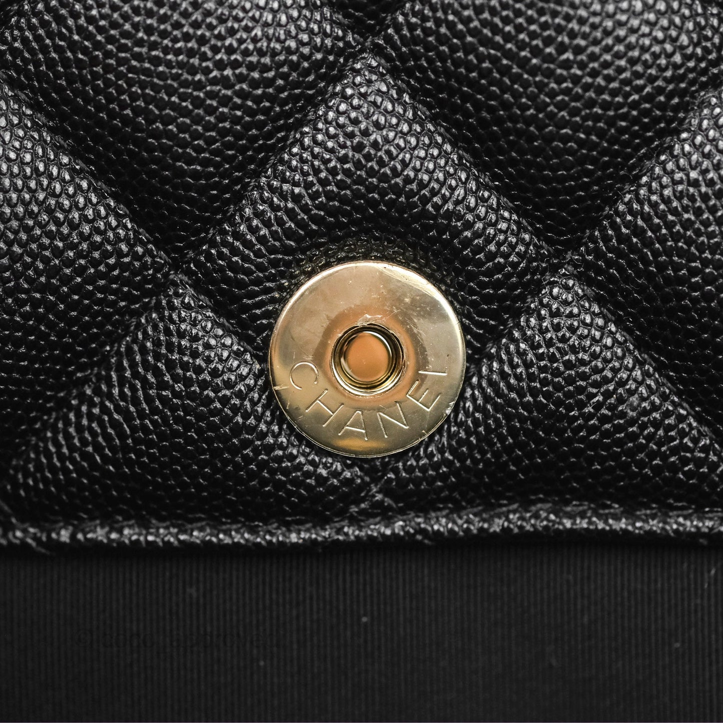 Chanel Large Shopping Tote Quilted Black Caviar Gold Hardware