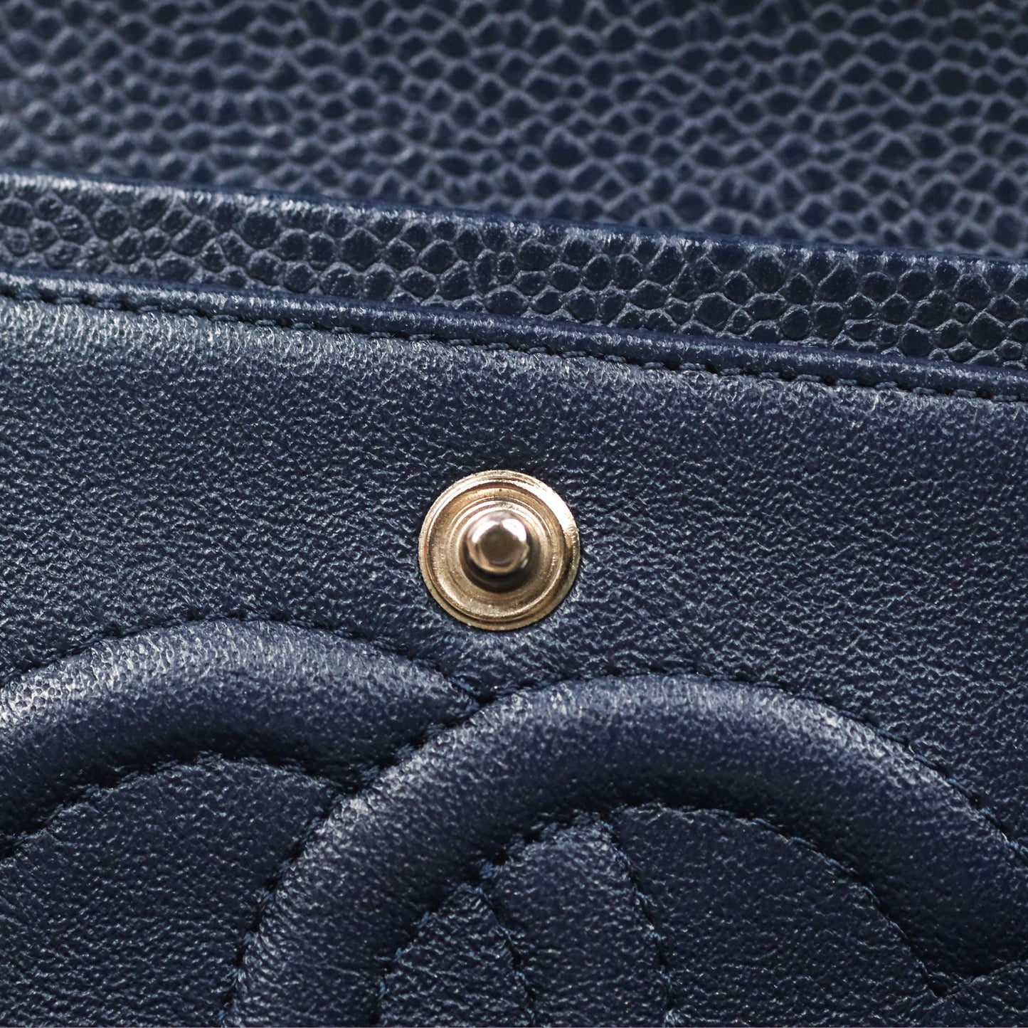 Chanel Classic M/L Medium Flap Quilted Navy Caviar Silver Hardware