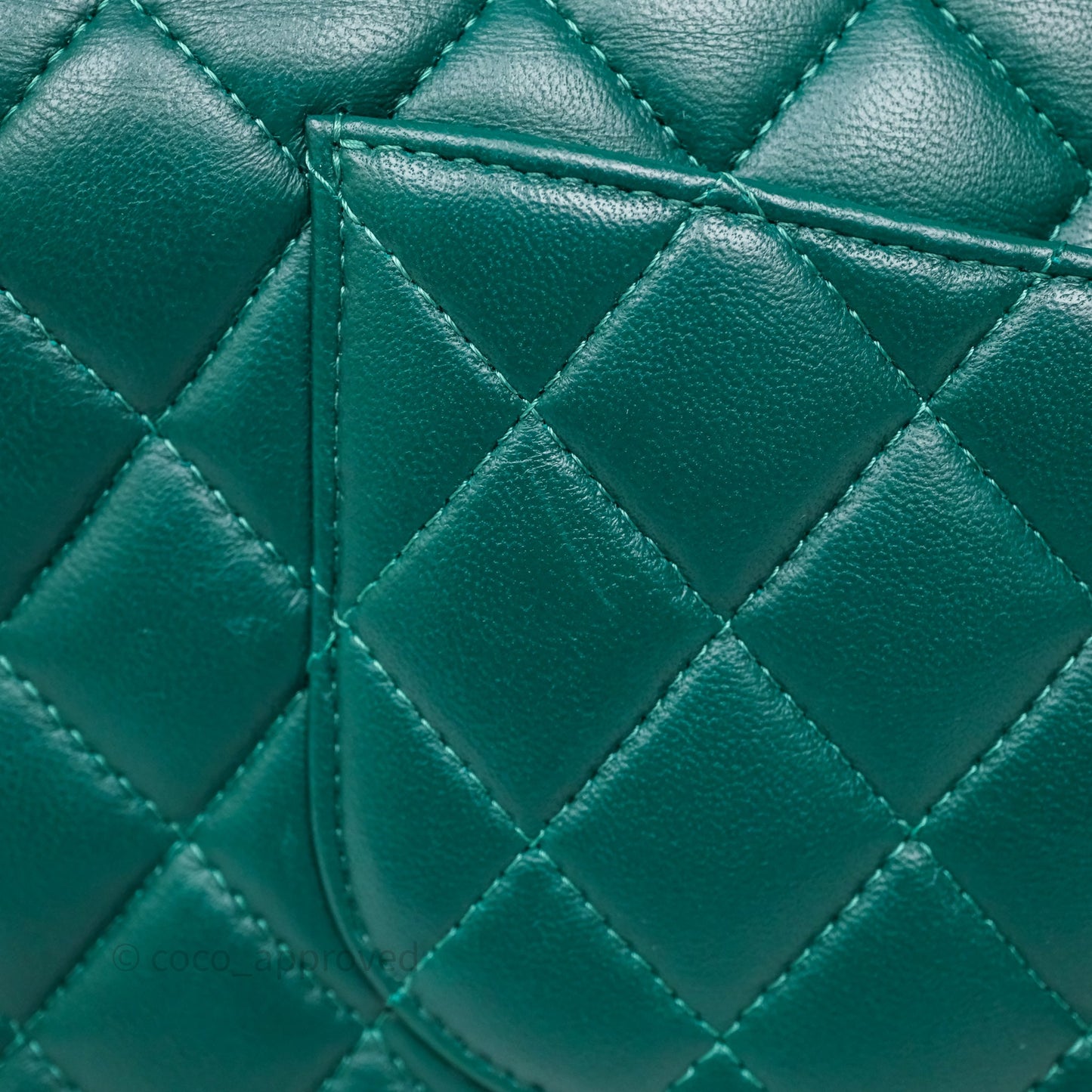Chanel Medium Classic Flap Quilted Dark Green Lambskin Silver Hardware