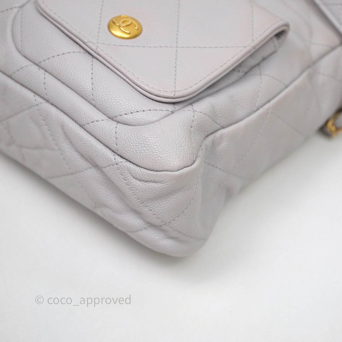 Chanel Double Pocket Hobo Bag Grey Caviar Aged Gold Hardware