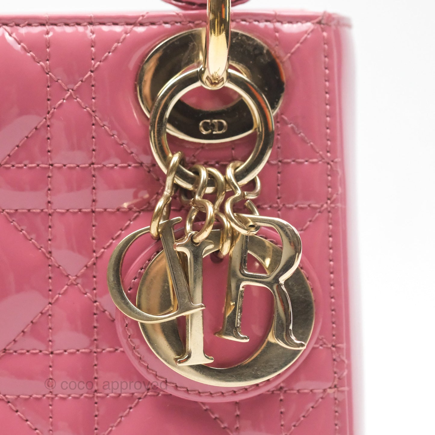 Christian Dior Mini Lady Dior Dusty Pink Patent Gold Hardware